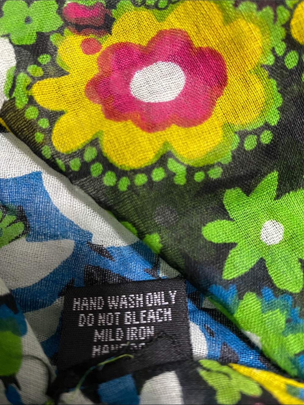 Large 36 Inch Square Cotton Floral Scarf with Fringe - Picture 6 of 6